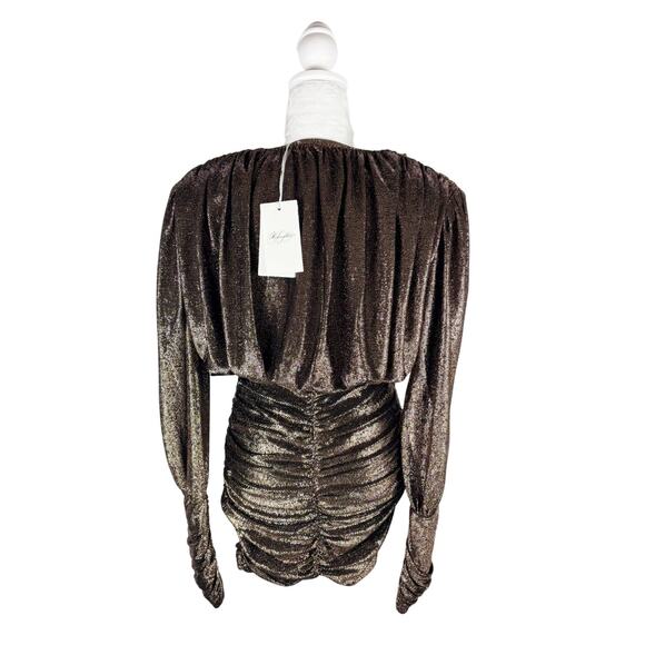 Redemption Draped Mini Dress Medium Brown NWT - Picture 5 of 11